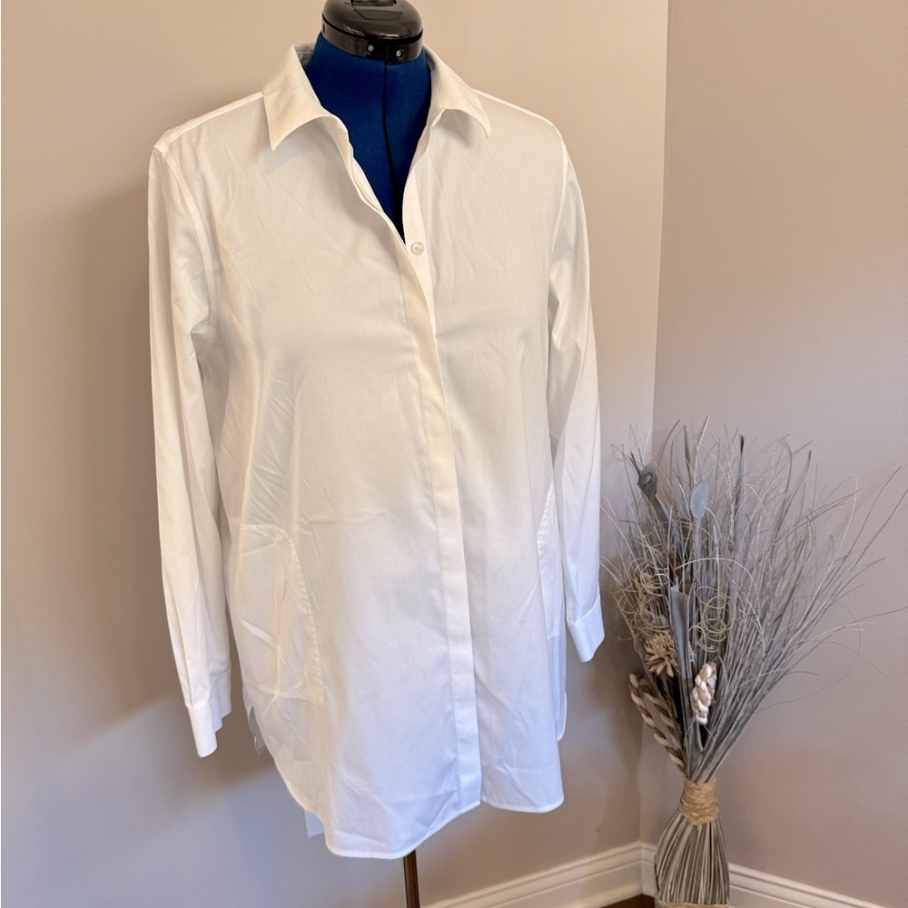 White button-down shirt with pockets!